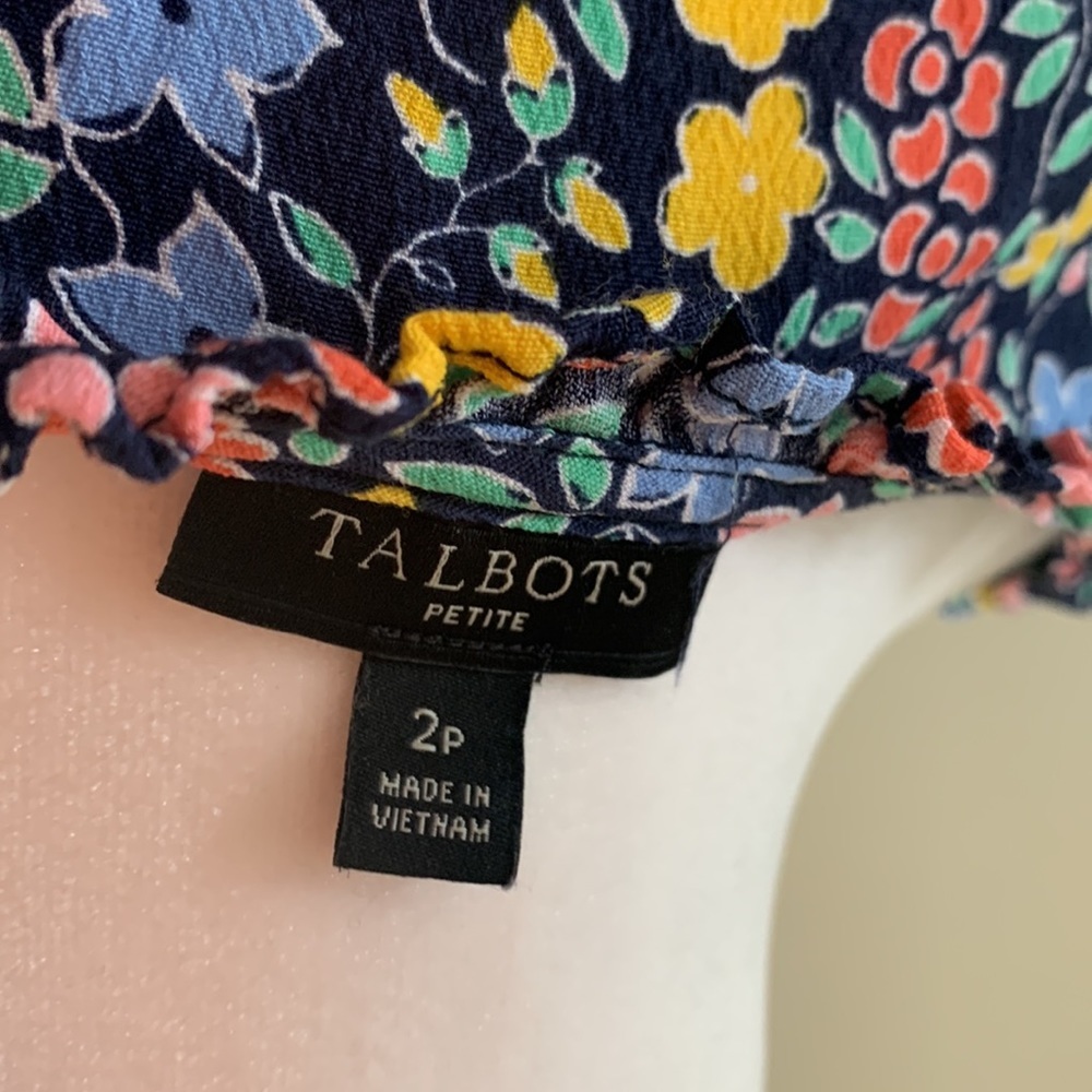 Talbots floral short sleeves flounce dress size 4P - Picture 5 of 5